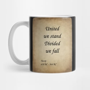 Aesop, Greek Author and Fabulist. United we stand. Divided we fall. Mug